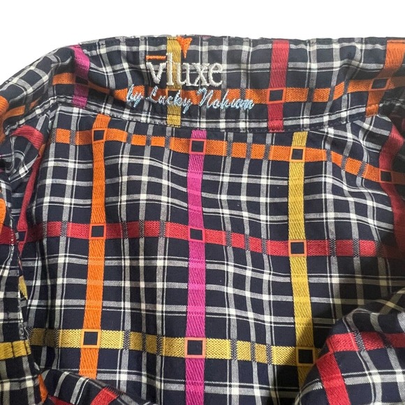 Vluxe By Lucky Nahum Reversible long sleeve button down 2XL Colorful Checked - Picture 12 of 12